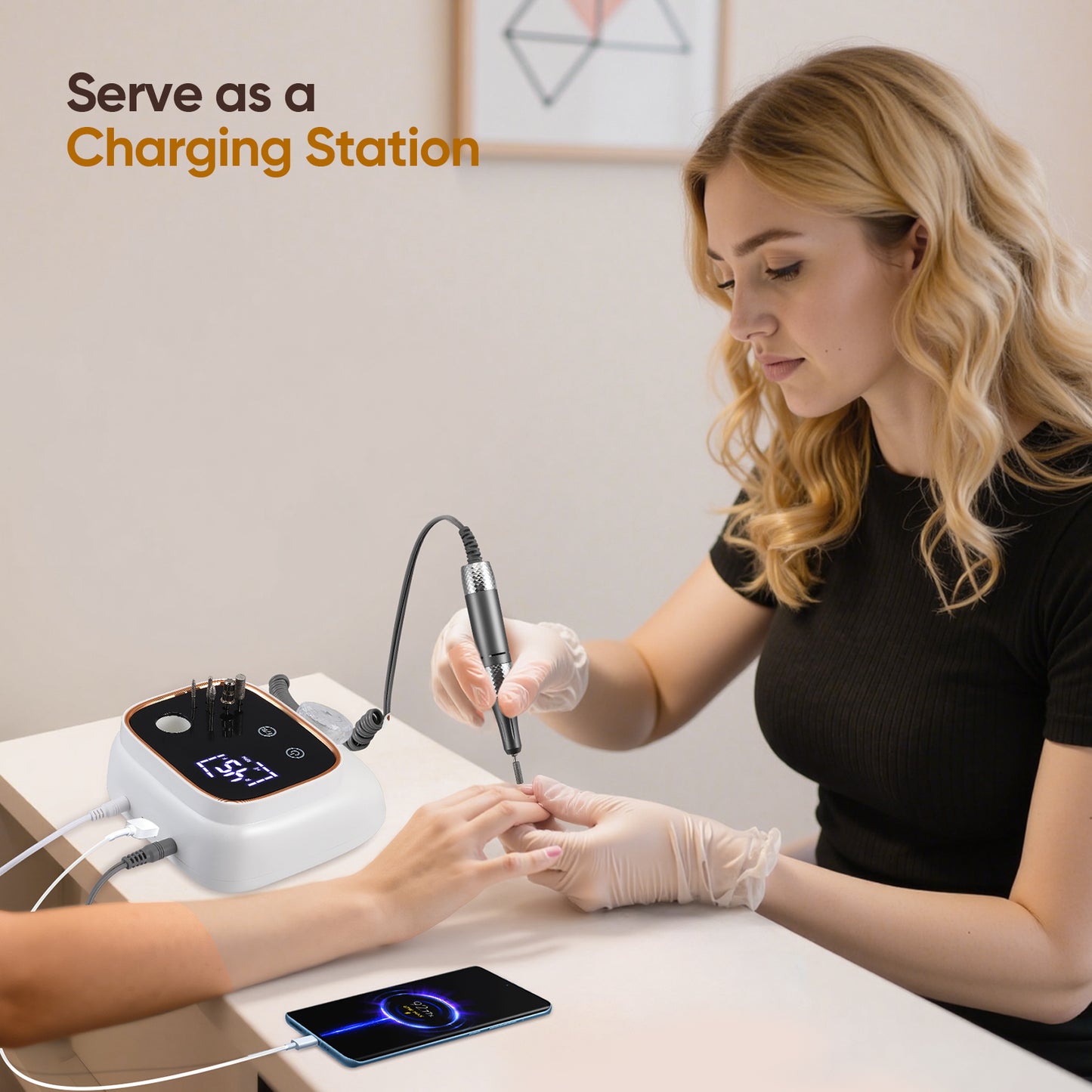 Perceuse à Ongles Électrique 50W 40 000 tr/min – Ponceuse Manucure Professionnelle Portable