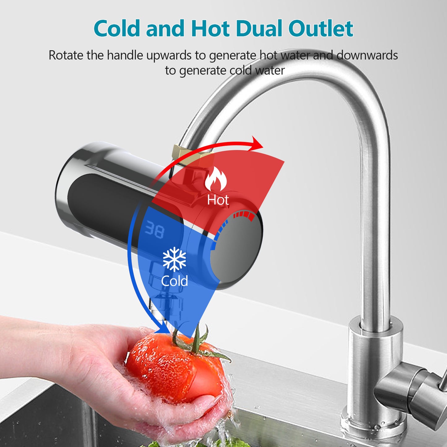 Robinet Chauffant Électrique Instantané – Mitigeur Eau Chaude/Froide avec Affichage Température – Installation Cuisine Salle de Bain