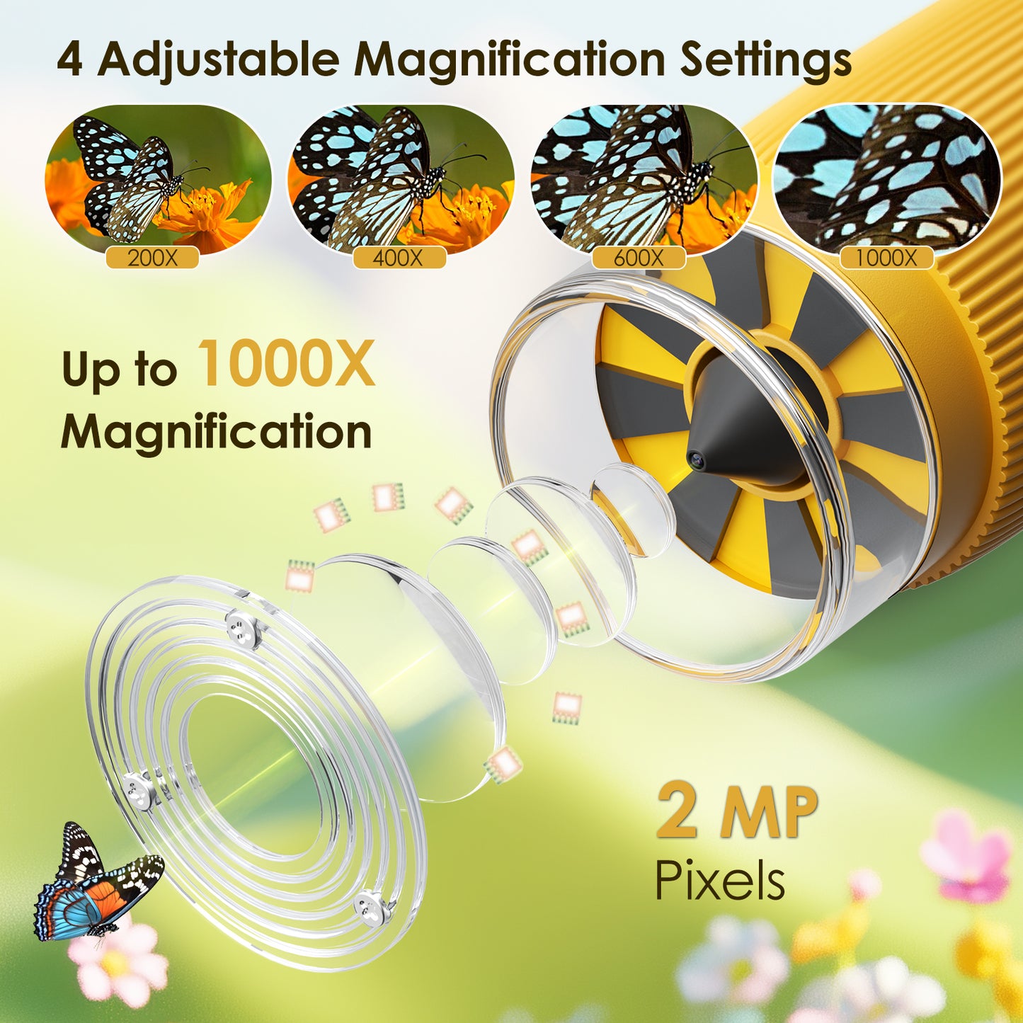 Microscope Numérique Portable 1000X – Écran 2,0 Pouces – Mini Microscope Rechargeable pour Enfants