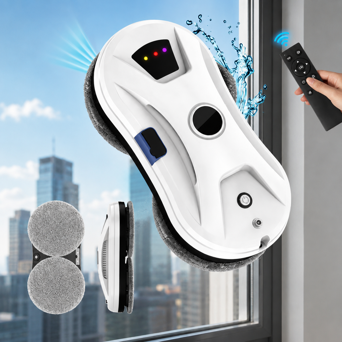 Robot lave-vitres électrique 5600 Pa avec télécommande, prise EU