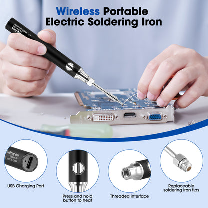 Fer à Souder Sans Fil Rechargeable – Kit Soudure Portable, Température Réglable, Stylo Soudage