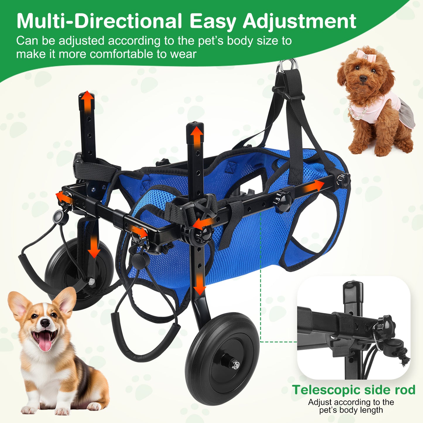 Chariot Rééducation Chien Chat – Aide Mobilité Réglable avec Roues – Support Marche Animal