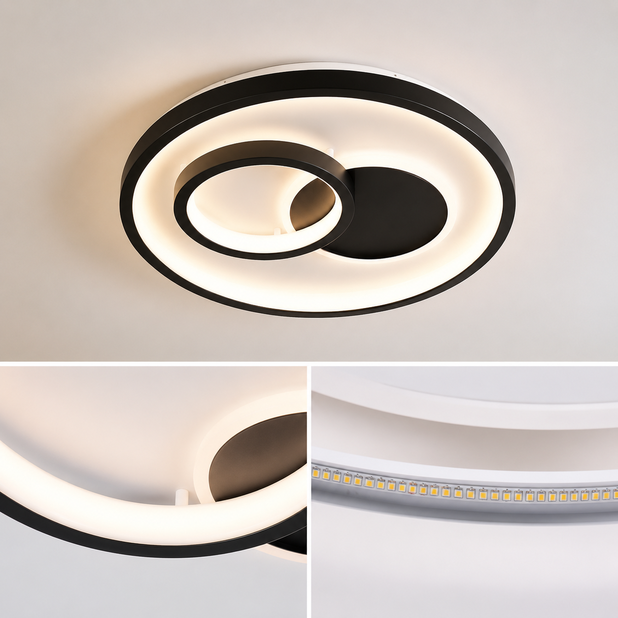 Plafonnier LED Moderne 30W Dimmable avec Mémoire, 3 Températures de Couleur 3000K-6500K, Luminaire Design Rond pour Salon, Chambre et Cuisine