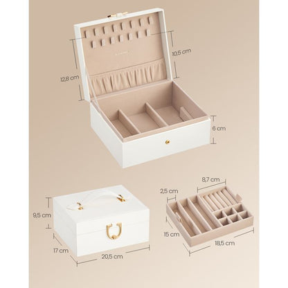Boîte à bijoux SONGMICS blanc crème – 2 niveaux et plateau amovible — vue complémentaire 3