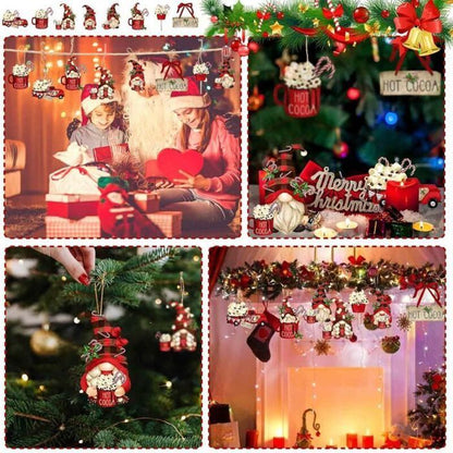 Suspensions de Noël en bois PZCC – Lot de 24 décorations — vue complémentaire 1