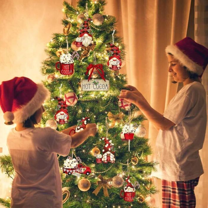 Suspensions de Noël en bois PZCC – Lot de 24 décorations — vue complémentaire 3