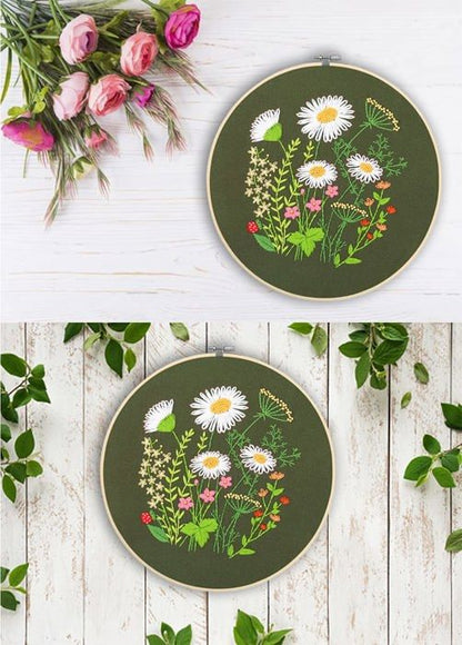 Kit de broderie florale pour adultes débutants – Fils, aiguilles et motif — vue complémentaire 2