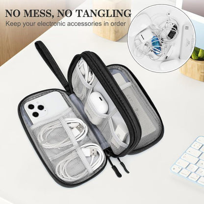 Pochette RisingFF pour câbles et chargeurs – Double compartiment, noire — vue complémentaire 3