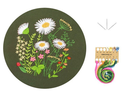 Kit de broderie florale pour adultes débutants – Fils, aiguilles et motif