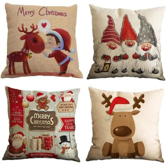 Lot de quatre housses de coussin NETBOAT avec motifs de Noël