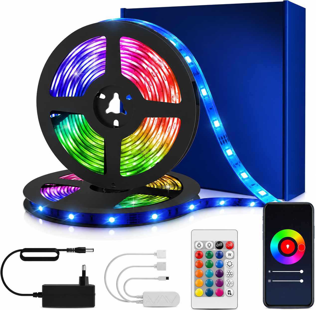 Ruban LED WiFi 15 m RGB Multicolore – Compatible Alexa & Google Home – Synchronisation Musique