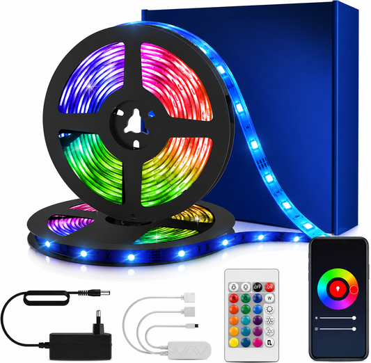 Ruban LED WiFi 15 m RGB Multicolore – Compatible Alexa & Google Home – Synchronisation Musique