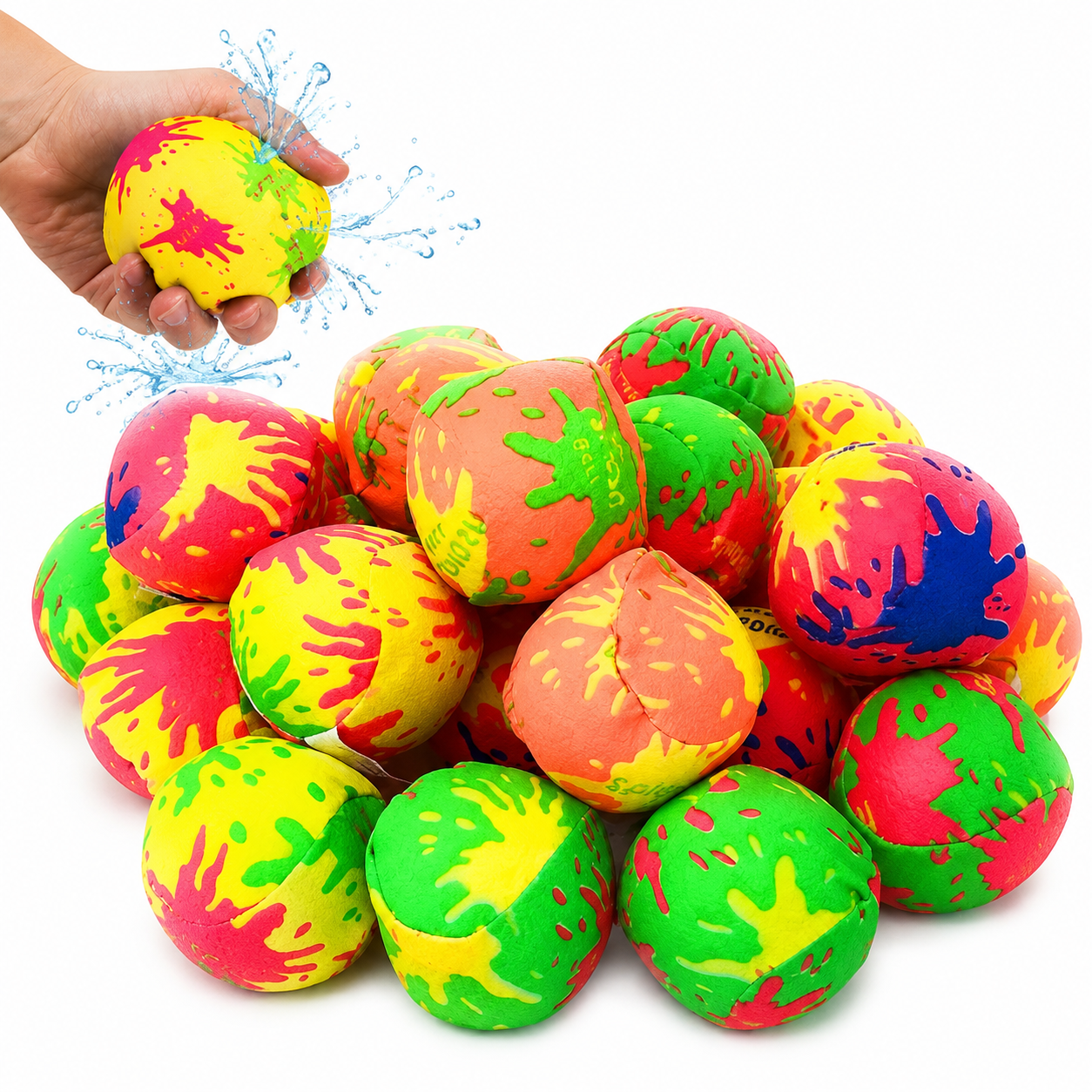 Lot de 20 Balles Absorbantes Réutilisables – Bataille d’Eau | Mousse Éponge | Piscine Plage Jardin | Enfants & Adultes