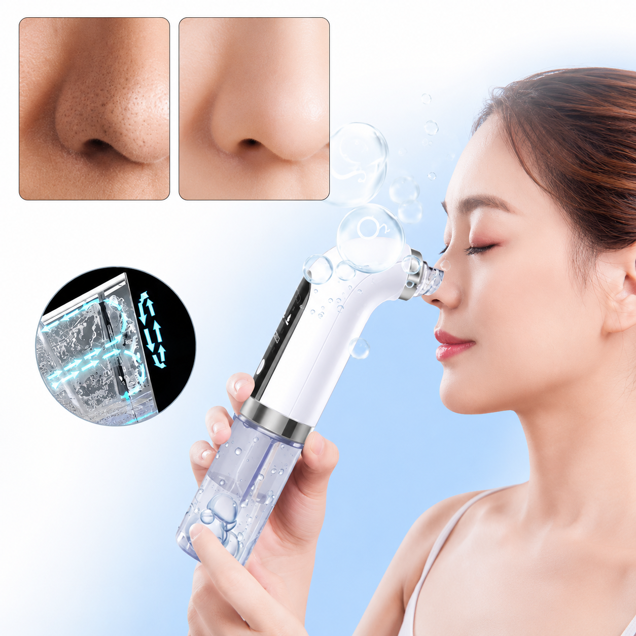 Aspirateur de Points Noirs Rechargeable USB – Nettoyeur de Pores Visage Multi-Embouts – Soin du Visage