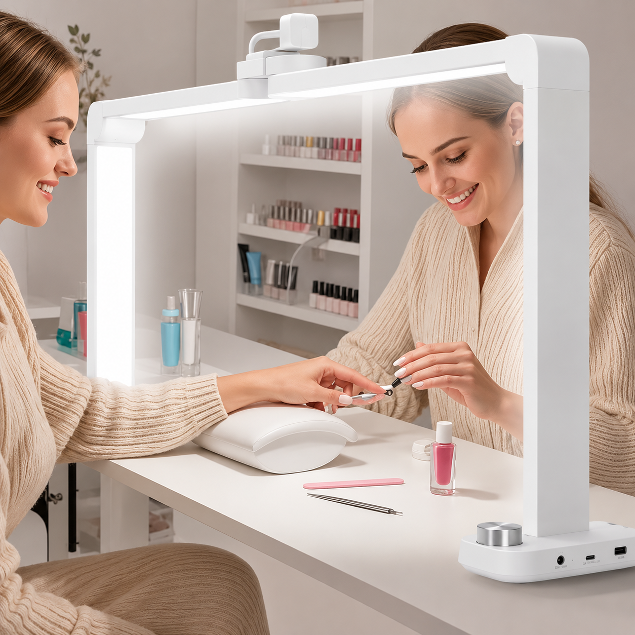 Lampe LED Demi-Lune Professionnelle pour Ongles – 3 Températures de Couleur & Luminosité Réglable – Manucure Nail Art – Prise EU