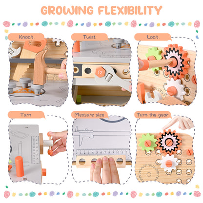 Établi Jouet Enfant en Bois – Banc à Outils Créatif – Jeu de Construction & Simulation Bricolage