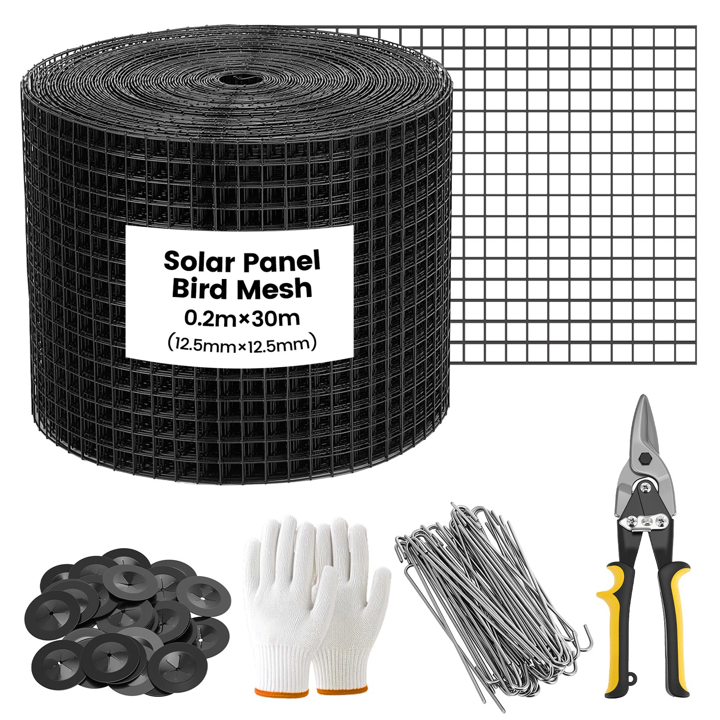 Protection Anti-Oiseaux Panneaux Solaires – Filet Galvanisé 8" x 98 ft + 70 Clips – Kit Anti-Pigeons