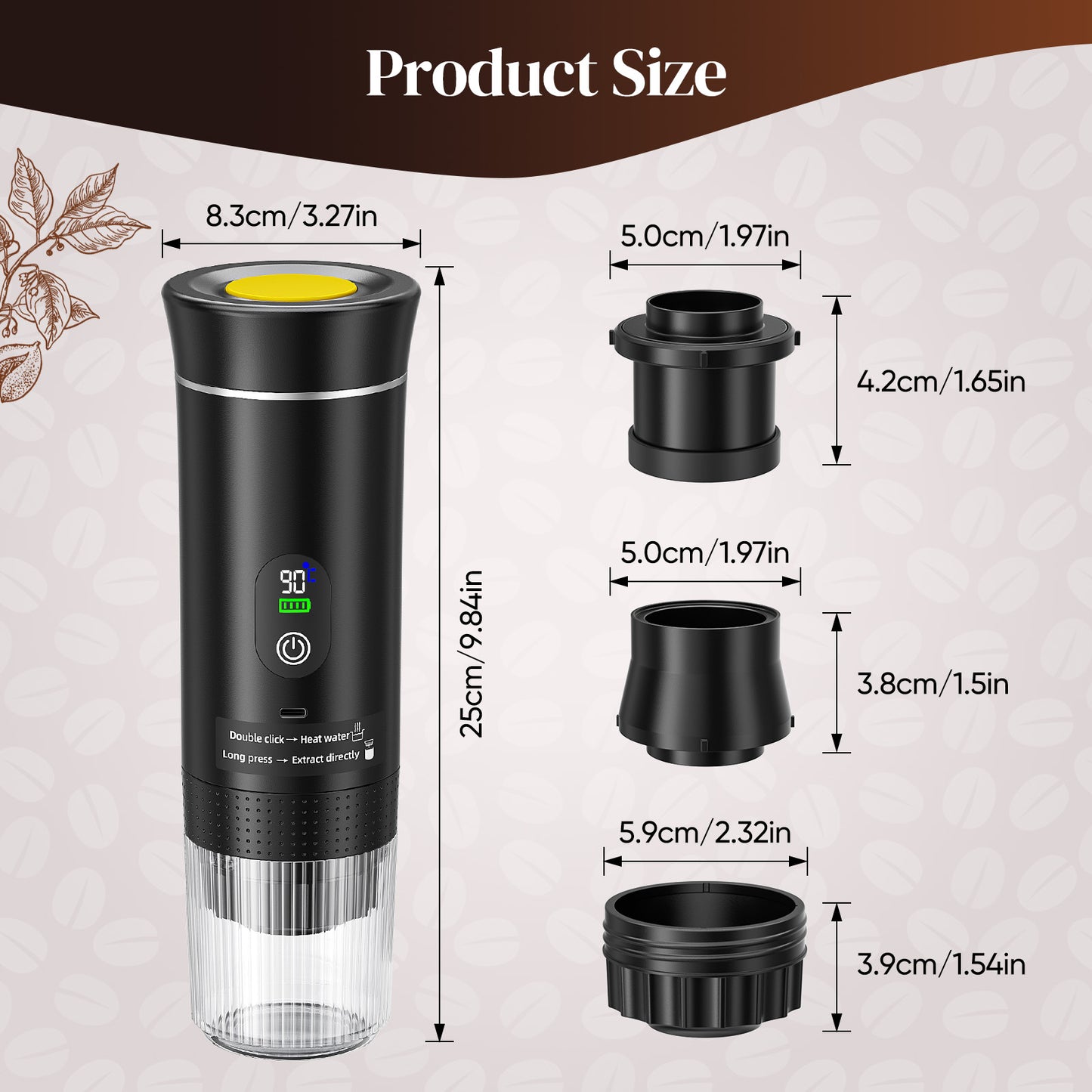 Machine à Café Expresso Portable 3-en-1 – Cafetière Capsules Voiture Camping – Écran Numérique – Sans Fil