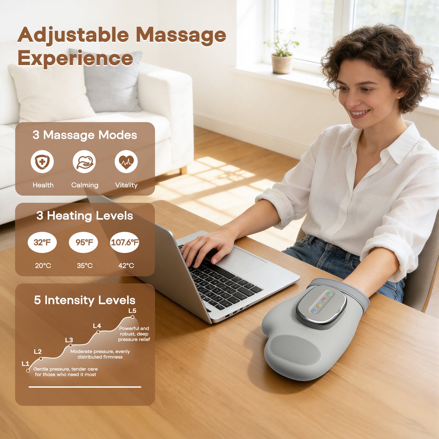 Masseur de Main Électrique Airbag – Massage Doigts Poignet Paume – Gant Relaxant Vibrant