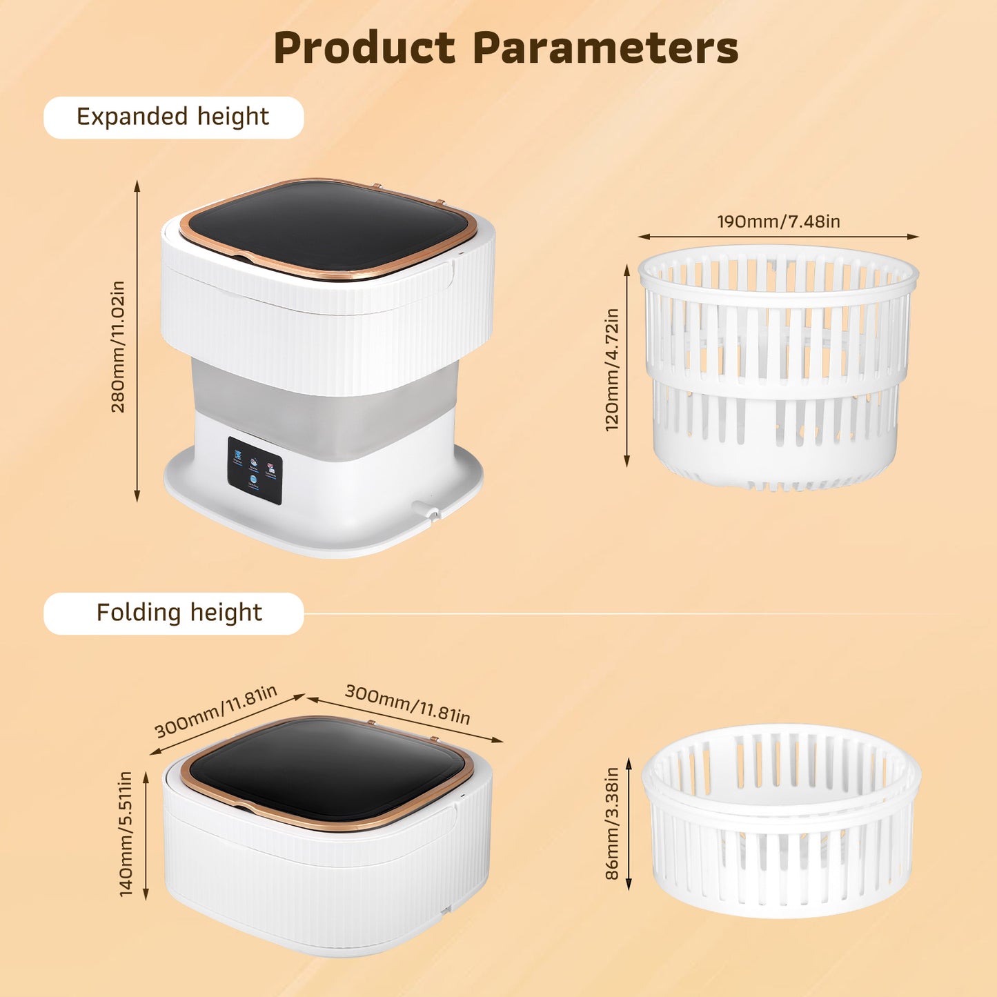 Mini Lave-Linge Portable Pliable 10 L – Machine à Laver avec Panier d’Essorage pour Sous-Vêtements