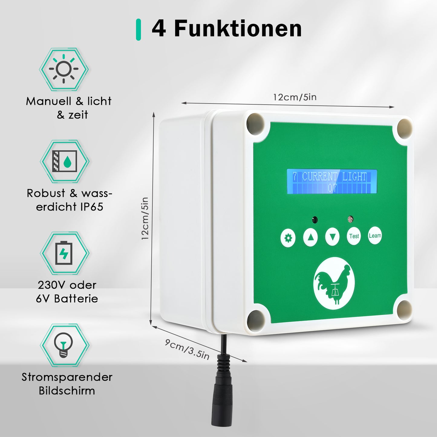 Ouvre-Porte Automatique Poulailler IP65 avec Télécommandes – Programmation Minuterie – Système Intelligent Étanche – Contrôleur Porte Poule