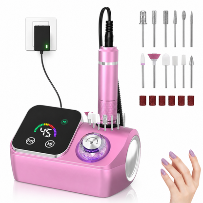 Ponceuse à Ongles Électrique 45 000 tr/min – Écran LED – Kit Embouts – Manucure & Pédicure