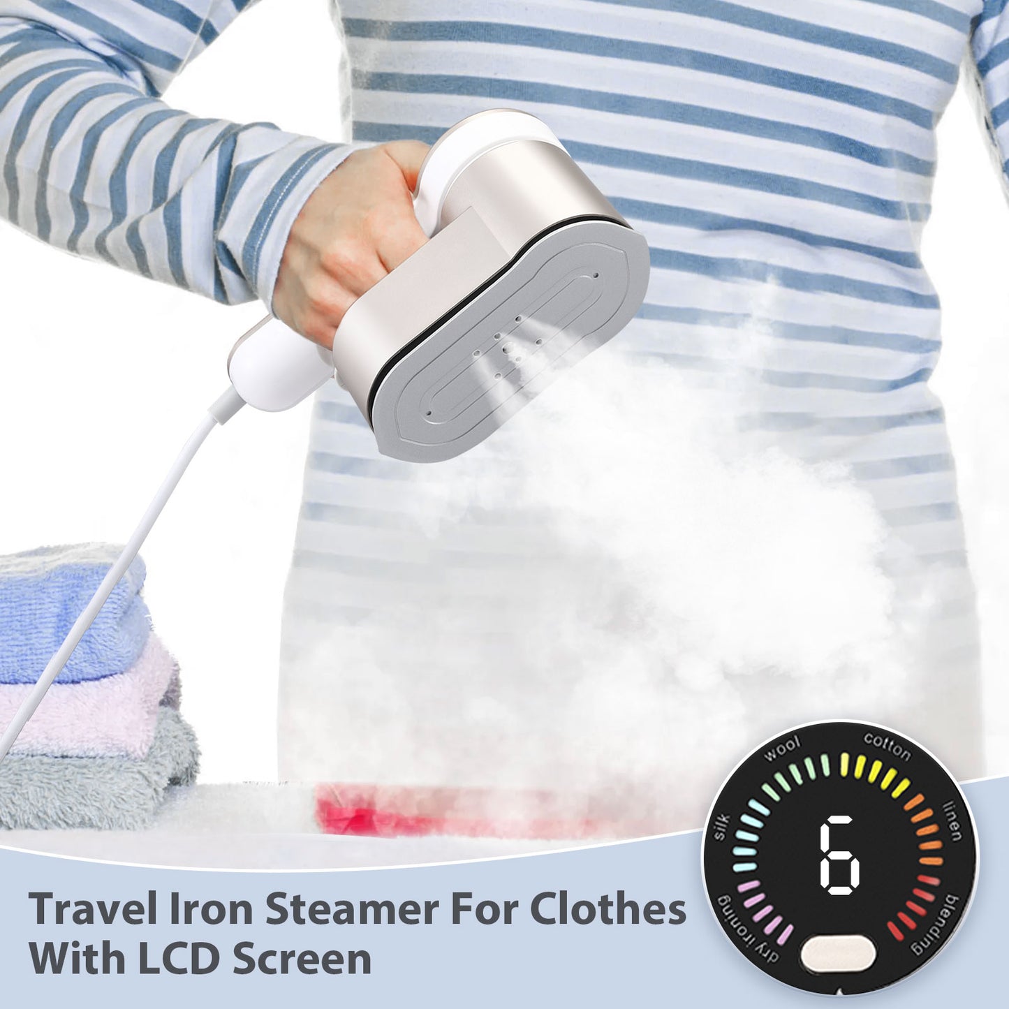 Fer à Vapeur Portable 2-en-1 1200W – Défroisseur Vêtements Écran LCD Chauffe Rapide 5s – Voyage Maison