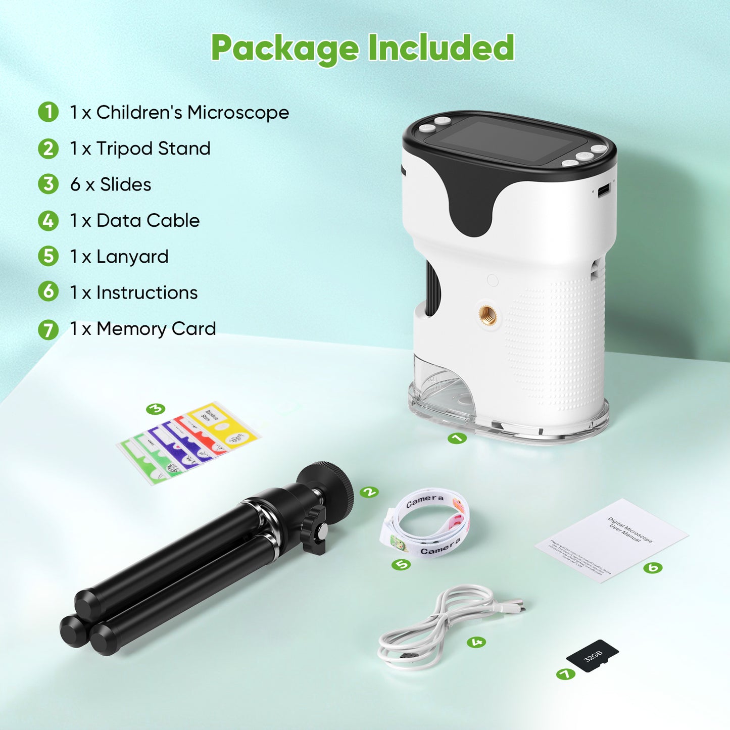 Microscope Numérique 1000X avec Écran 2" – Mini Microscope Portable 4K USB Enfants