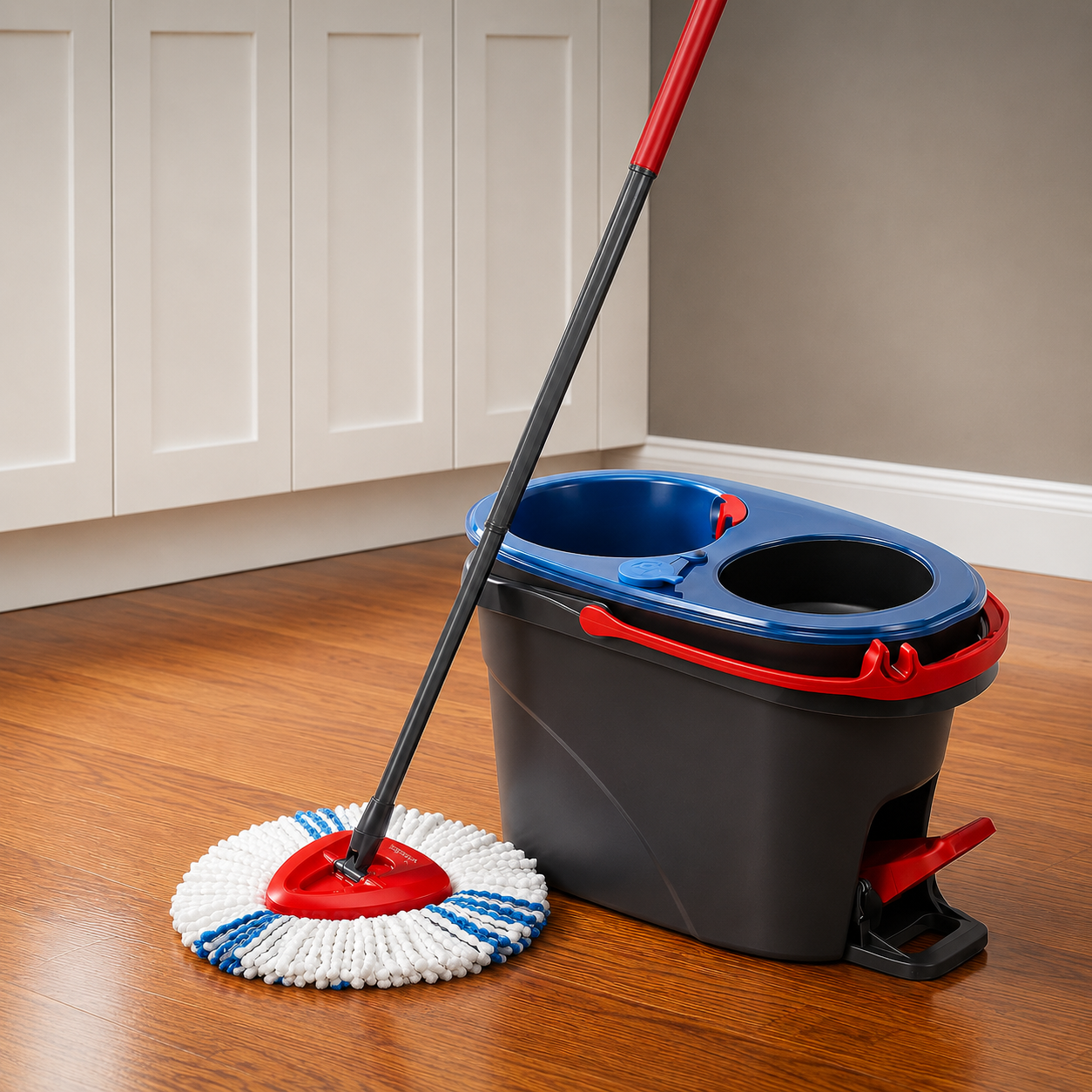 Kit Balai Serpillière Microfibre – Seau Double Réservoir & Essoreur Intégré, Carrelage Parquet Stratifié Sols Durs