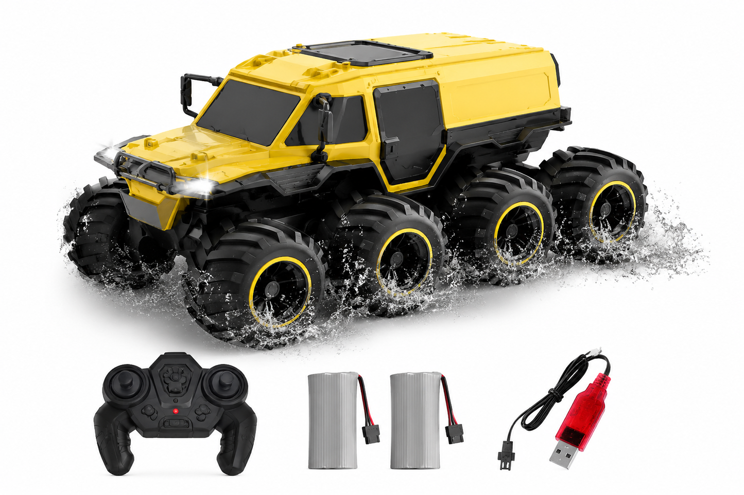 Véhicule Télécommandé Tout-Terrain 8 Roues Rechargeable 2,4 GHz Haute Performance Jouet RC Enfant Adulte