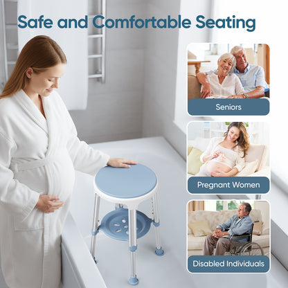 Chaise de Douche Pivotante 360° Réglable en Hauteur – Siège Antidérapant Aluminium