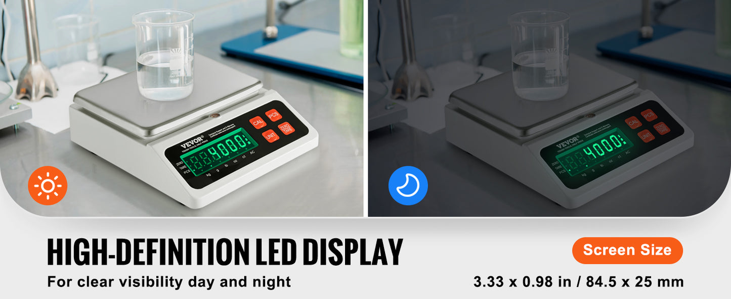 Balance de Comptage Numérique 10 kg x 0,1 g – Balance Électronique LED – Balance de Table Industrielle