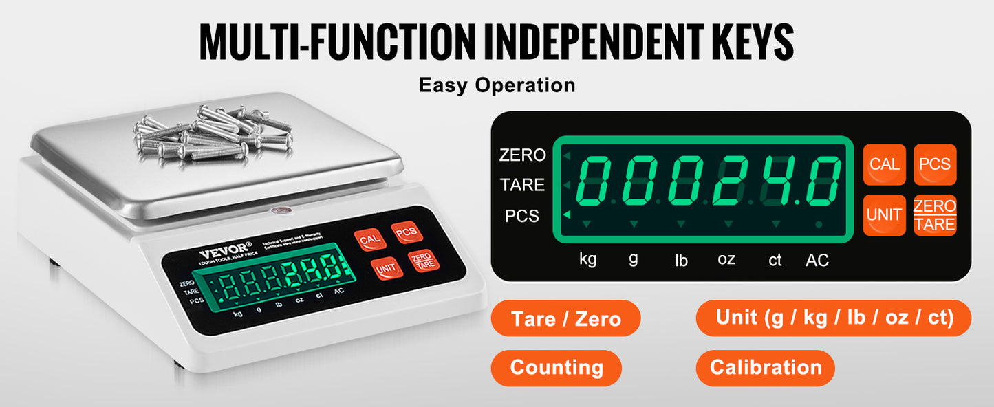 Balance de Comptage Numérique 10 kg x 0,1 g – Balance Électronique LED – Balance de Table Industrielle