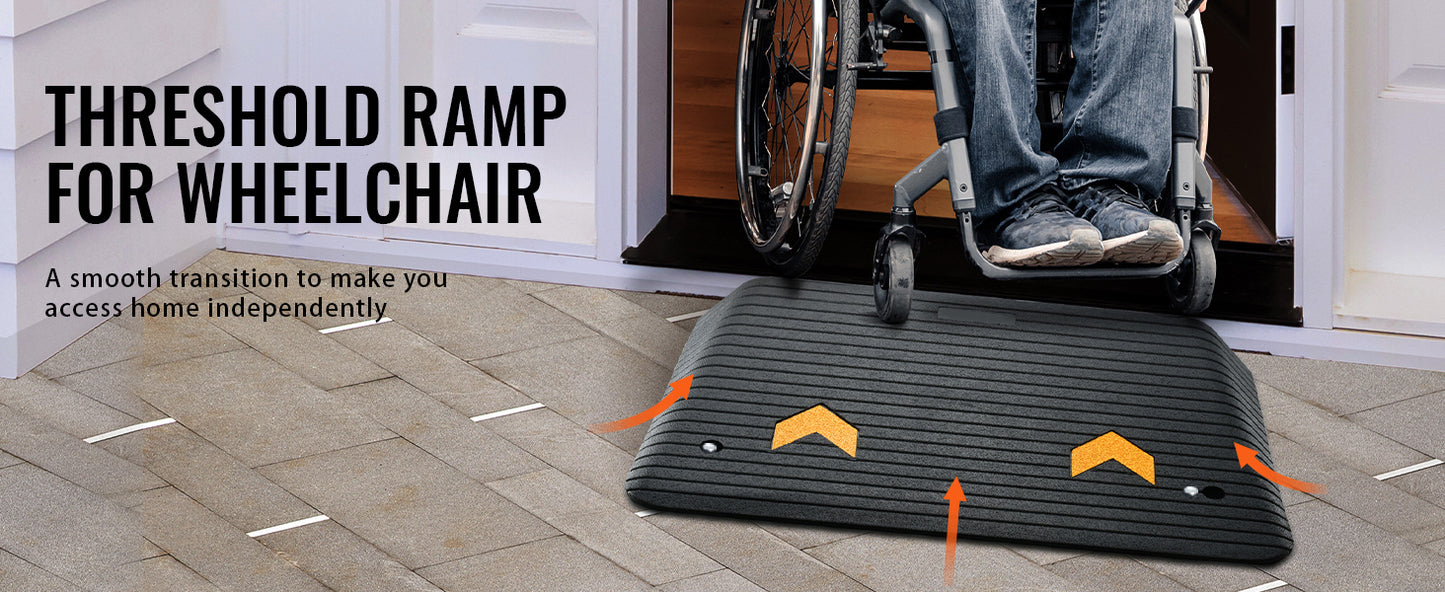 Rampe de Bordure en Caoutchouc Antidérapante – Multi-Tailles – Rampe Portable pour Voiture, Fauteuil Roulant & Scooter