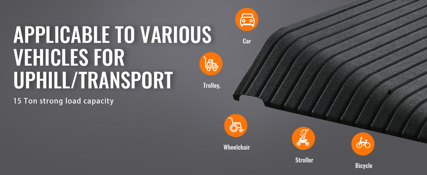 Rampe de Bordure en Caoutchouc Antidérapante – Multi-Tailles – Rampe Portable pour Voiture, Fauteuil Roulant & Scooter