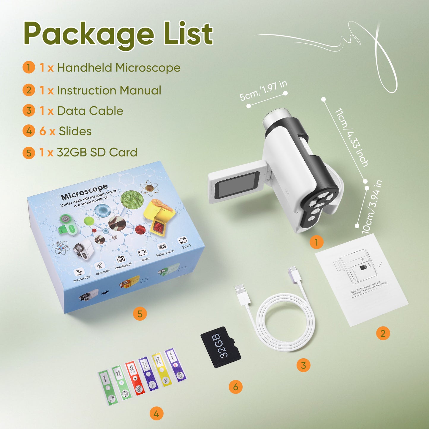 Microscope Portable 100-1000X avec Écran IPS 2" – Mini Microscope Éducatif pour Enfants