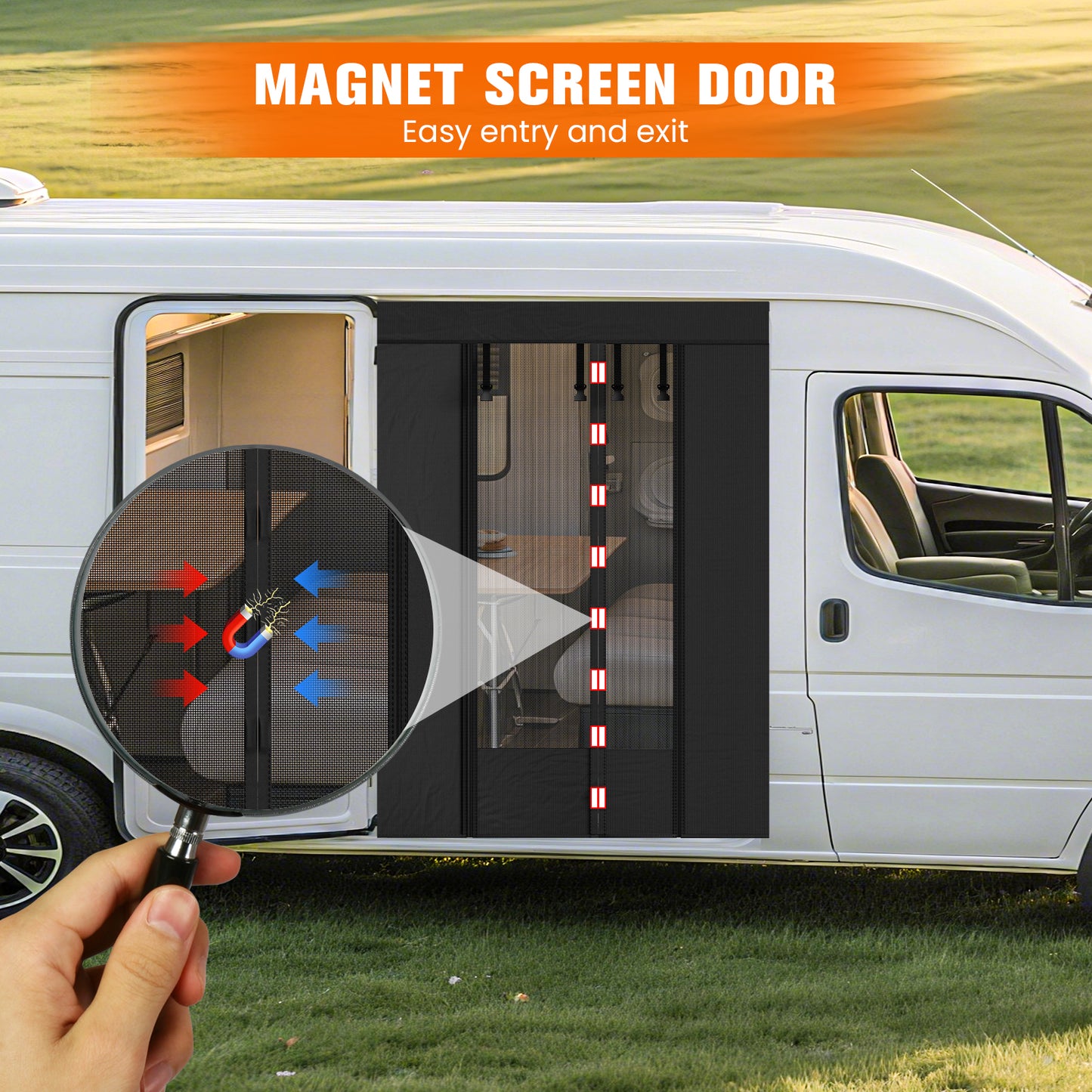 Moustiquaire Magnétique pour Porte Coulissante VW T5 T6 – Protection Anti-Insectes