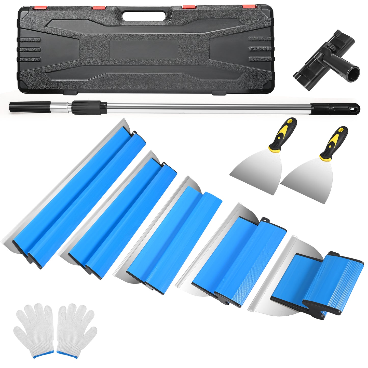 Kit Outils de Lissage et Plâtrage Murale Ensemble de Raclage Professionnel avec Lames de Finition et Coffret
