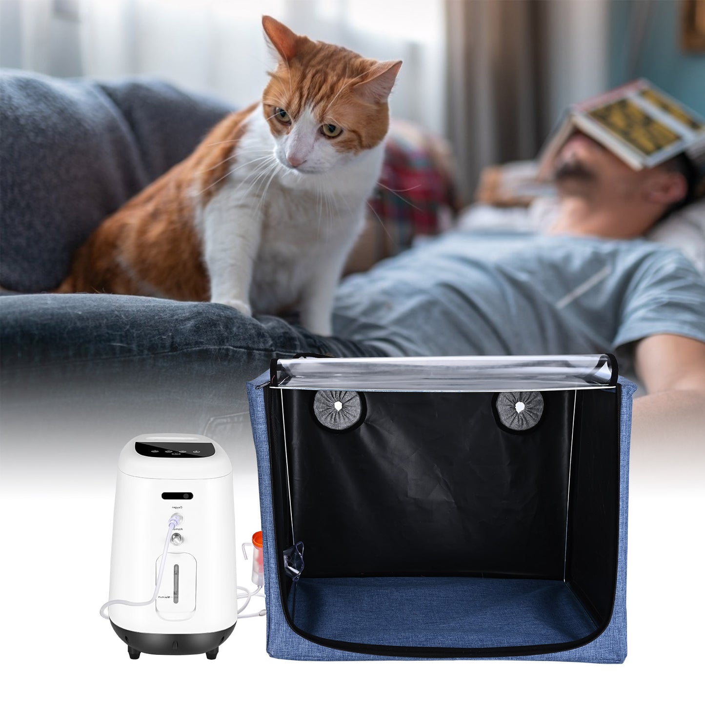 Cage Oxygène Animaux 100L – Tente Atomisation Vétérinaire Pliable – Soins Respiratoires Chien Chat