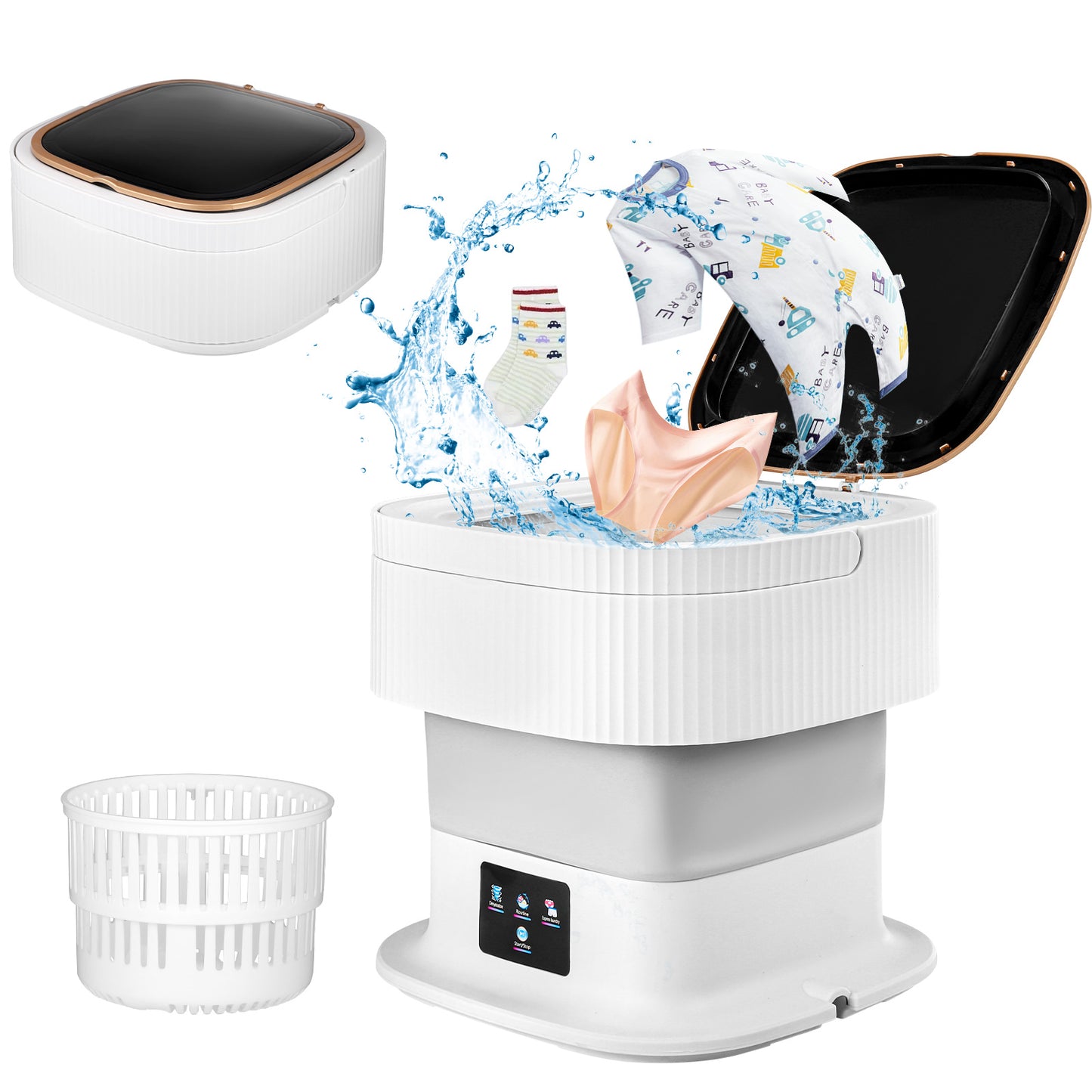 Mini Lave-Linge Portable Pliable 10 L – Machine à Laver avec Panier d’Essorage pour Sous-Vêtements