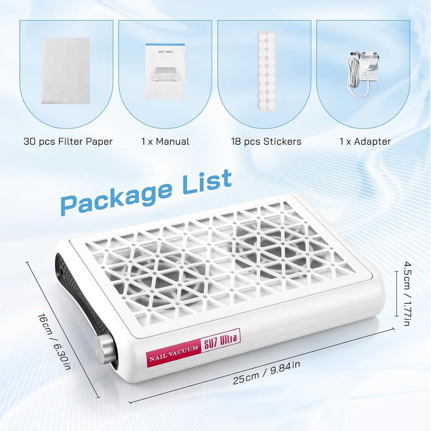 Aspirateur Ongles Électrique 1600Pa – Extracteur Poussière Double Ventilateur 6000 tr/min – Manucure Salon