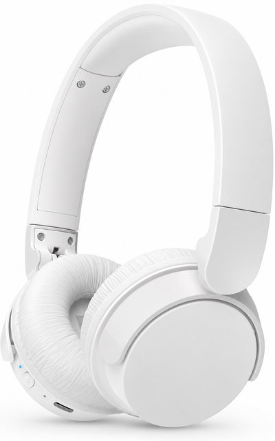 Casque Bluetooth 5.3 Supra-Aural Pliable – HiFi, 55H Autonomie, Micro Intégré, USB-C, Blanc