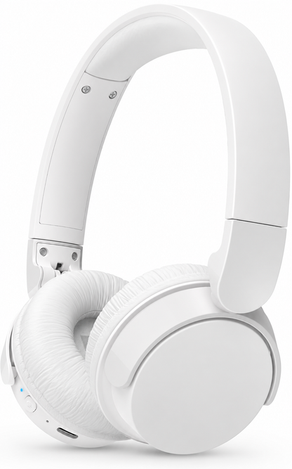 Casque Bluetooth 5.3 Supra-Aural Pliable – HiFi, 55H Autonomie, Micro Intégré, USB-C, Blanc