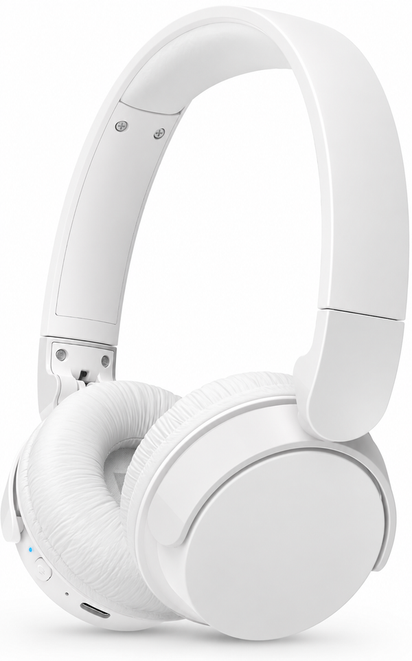 Casque Bluetooth 5.3 Supra-Aural Pliable – HiFi, 55H Autonomie, Micro Intégré, USB-C, Blanc