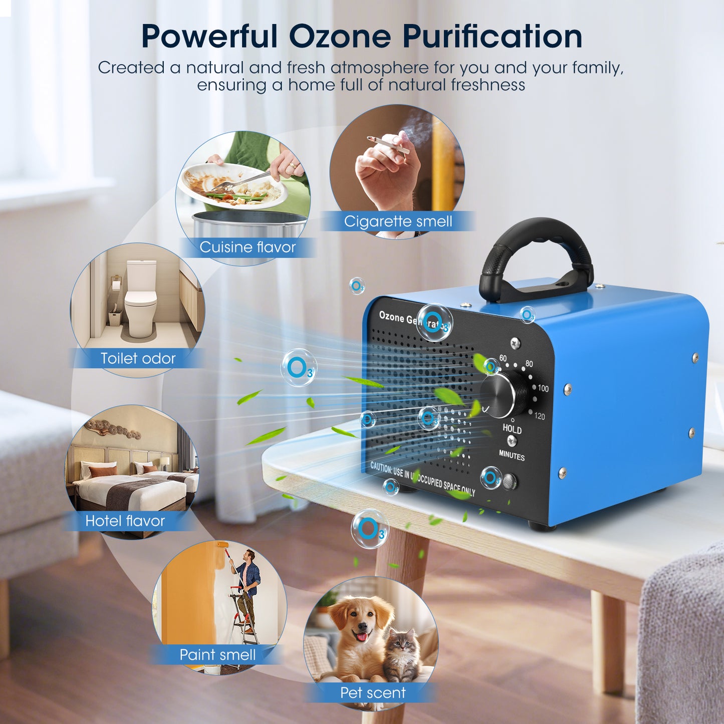 Générateur d’Ozone 60000 mg/h – Purificateur d’Air Industriel 300 m² – Élimine Odeurs Voiture Maison
