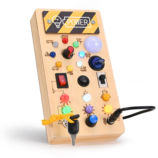 Planche Montessori Sensorielle en Bois – Tableau d’Activités LED – Jouet Éducatif 2 à 4 Ans