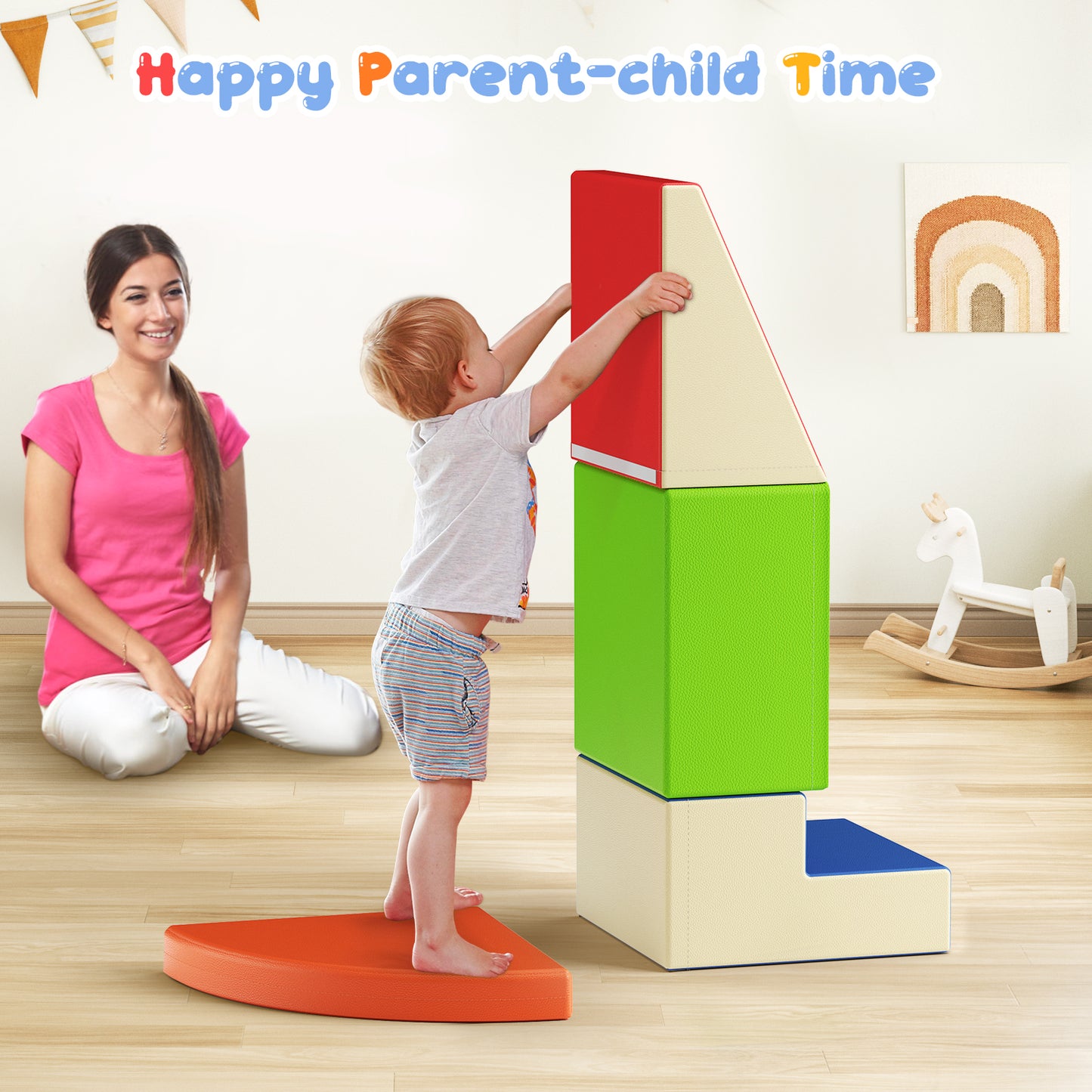 Blocs de motricité bébé en mousse – Jeu d’escalade pour tout-petits – Aire de jeu intérieure – 6 pièces – Multicolore