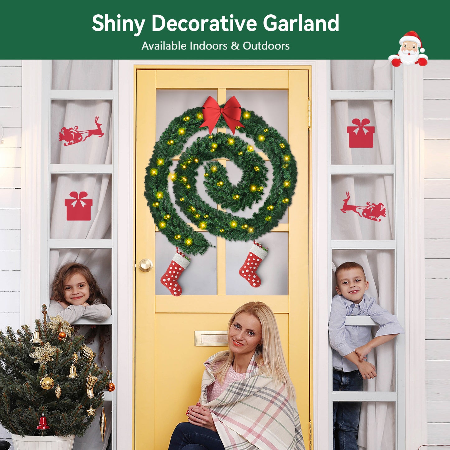 Guirlande de Noël Verte Artificielle – Décoration de Noël à Suspendre – Couronne et Décoration DIY