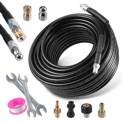 Tuyau Nettoyeur Haute Pression 30M 5800 PSI – Flexible Renforcé avec Raccords Universels, Compatible Nettoyeurs Haute Pression