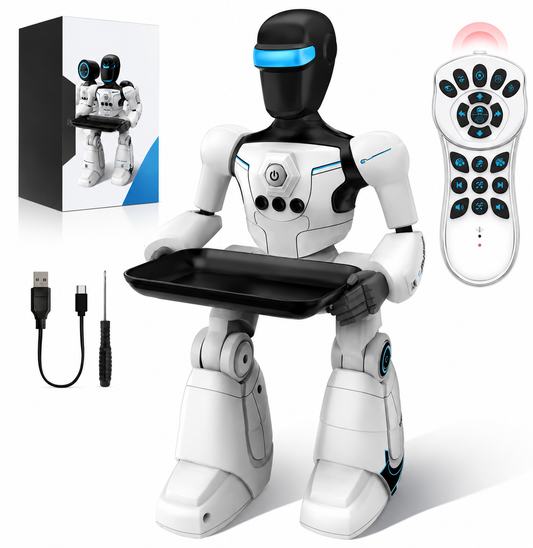 Robot Intelligent Télécommandé avec Contrôle Gestuel & Vocal – LED, Musique, Programmable – Jouet Éducatif Enfant